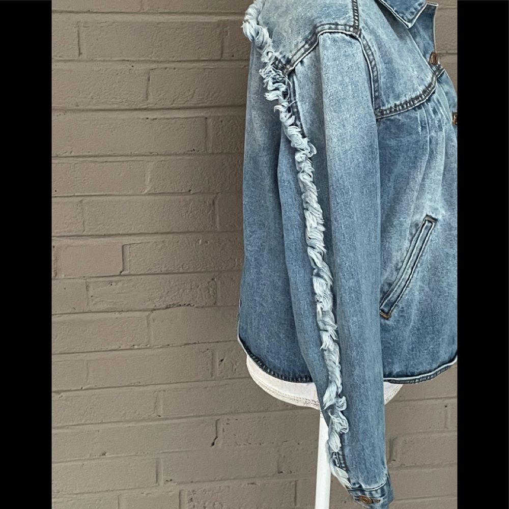 Kenzie Fringed back Full Jean Jacket S - Picture 11 of 14